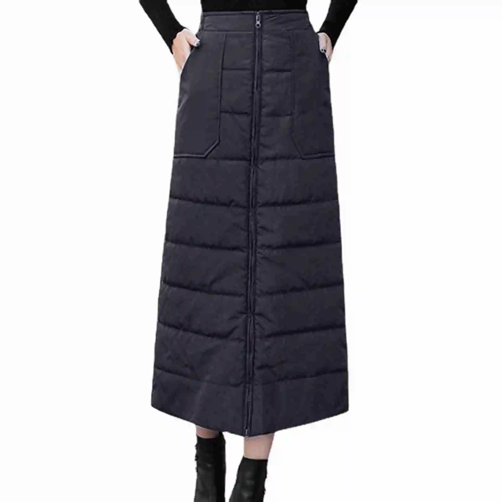 down midi skirt Winter Half-Length Apron Winter Skirt Women's Thickened Down Cotton Skirt Women\u0027s down-filled skirt