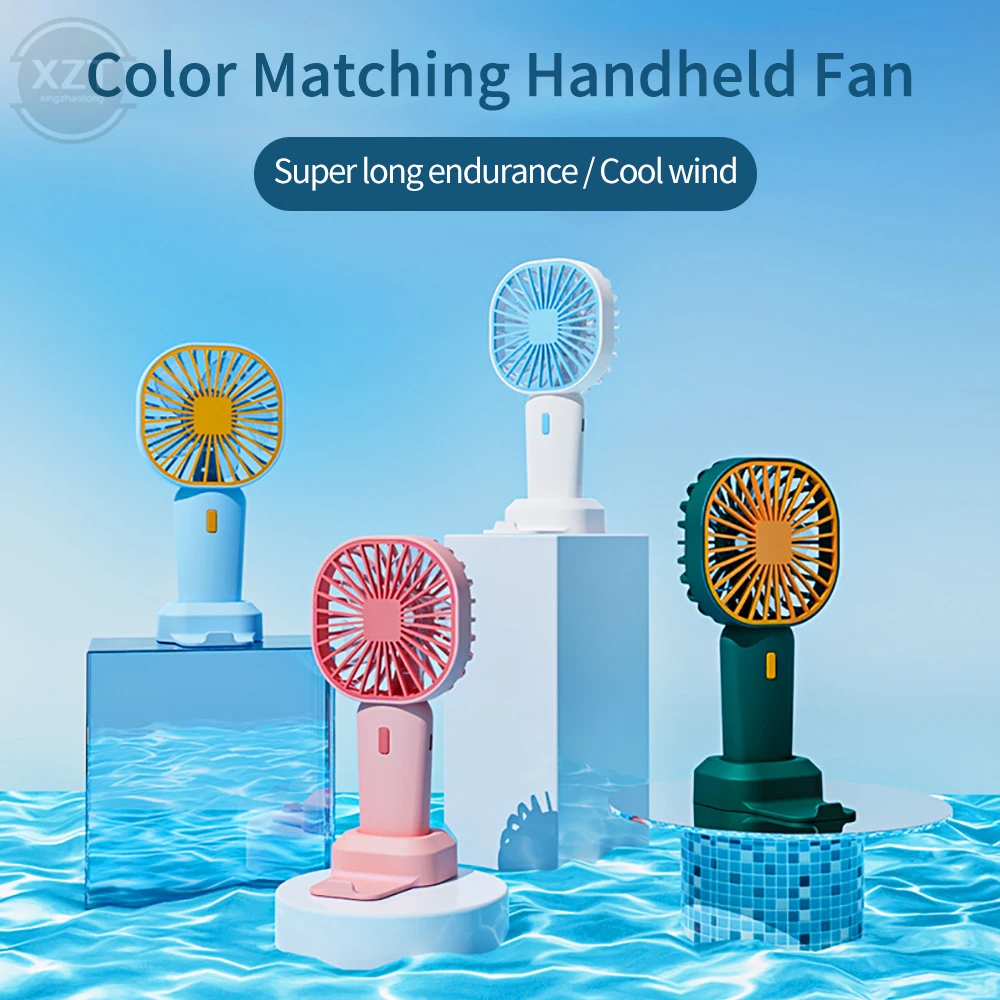 New Portable Handheld Fan Rechargeable Cooling Mini USB Fan With Phone Holder For Summer Office Home Outdoor Cooler Fan Desk Fan