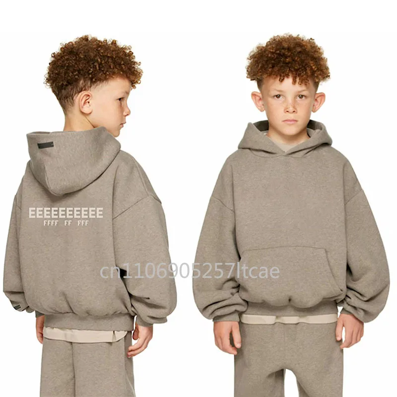 

Season 9 Double Line Luxury Design Children's Hoodies Back Metal Silicone Letter Logo Kids Hoodies Classic Boys Girls Hoodies