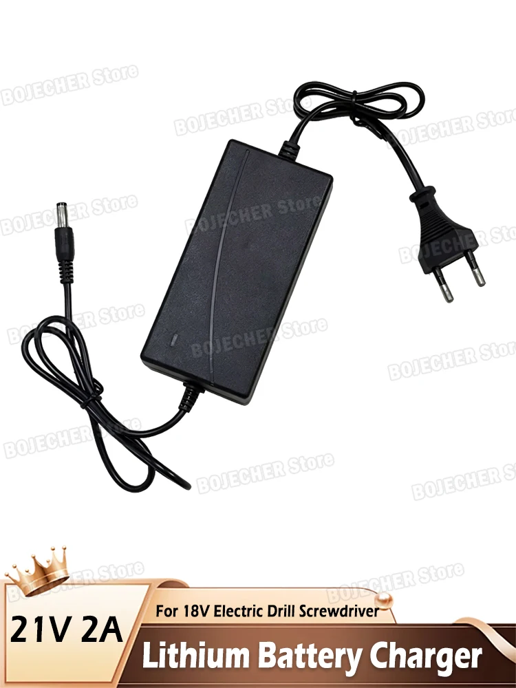 DC 21V 2A Max Lithium-Batterieladegerät für 21V 18V Elektrobohrschrauber 18650 Akkupack Li-Ion-Akku-Netzteile