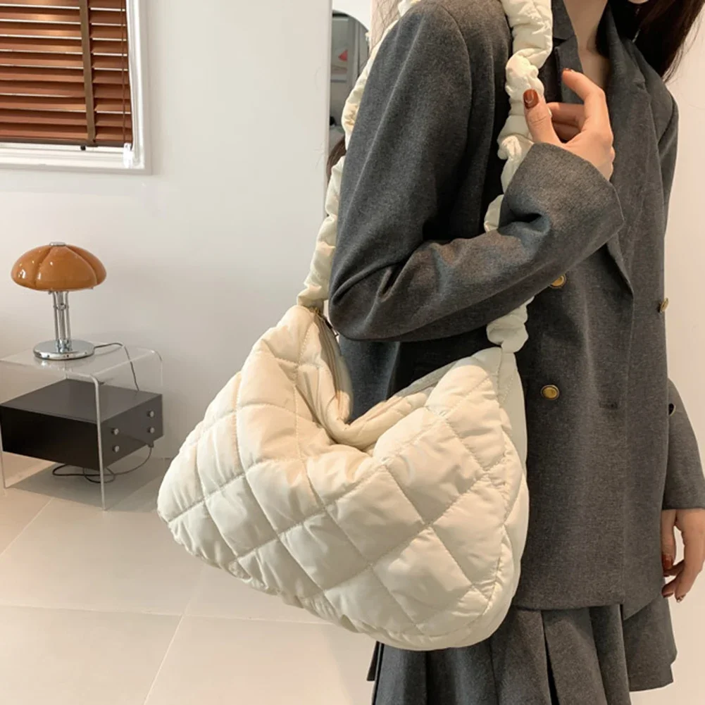 Puffer Tote Bags for Women Pleated Shoulder Bag Fashion Casual Bubbles Cloud Bag Hobo Ruched Crossbody Messenger Bags 2023 New