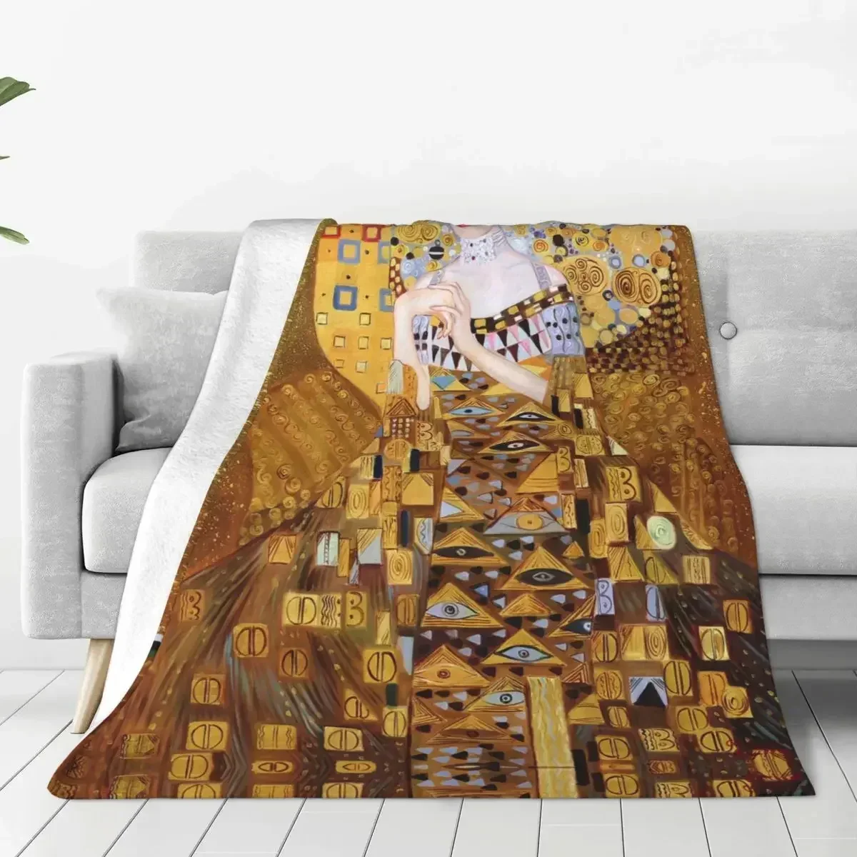 Gustav Klimt Blanket Fleece Spring/Autumn Adele Bloch-Bauer Freyas Art Super Warm Throw Blanket for Home Travel Bedding Throws