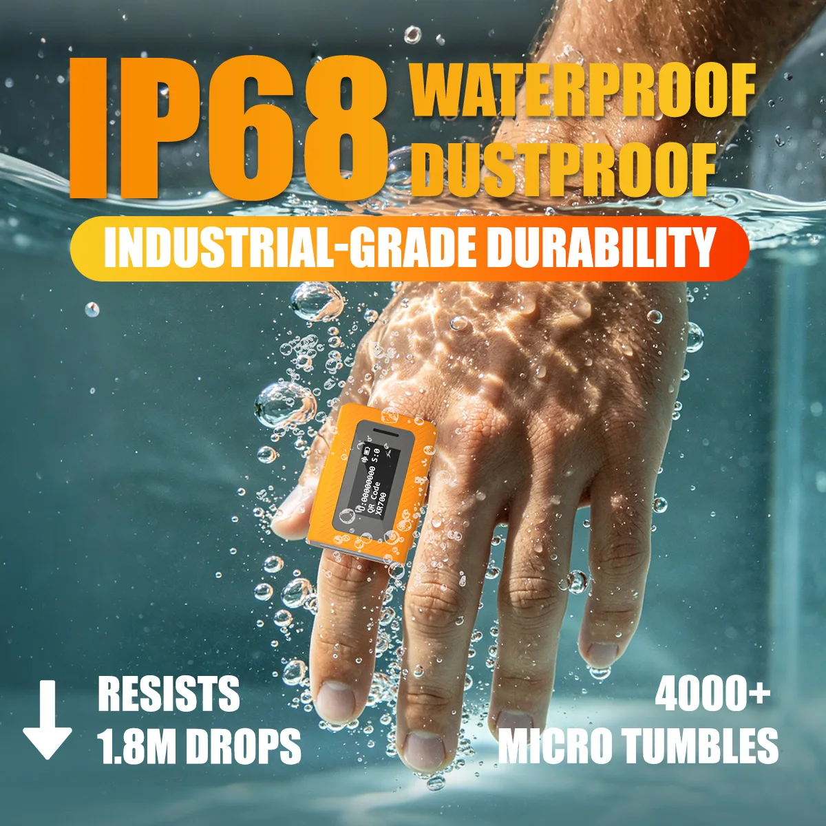 NETUM XR700 Mini Finger Wearable Barcode Scanner Industrial Grade 1D 2D Reader IP68 5.3 NFC For Warehouse Logistics