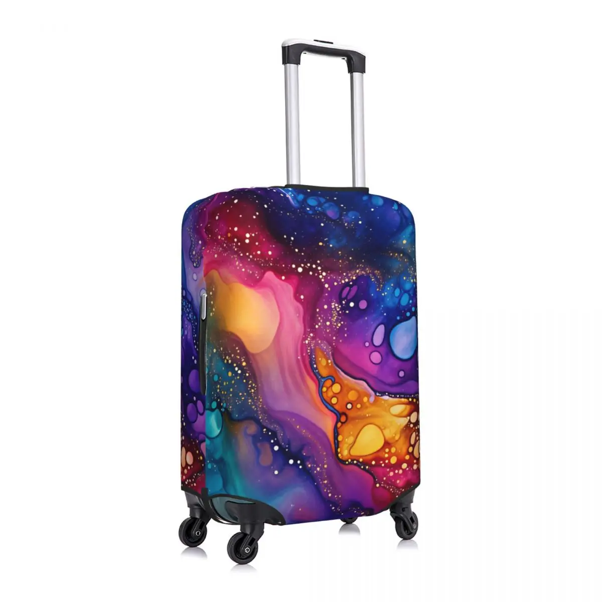 Alcohol Ink Marble Pattern With Gold Glitter Luggage Cover Elastic Travel Suitcase Protective Covers Fits 18-32 Inch