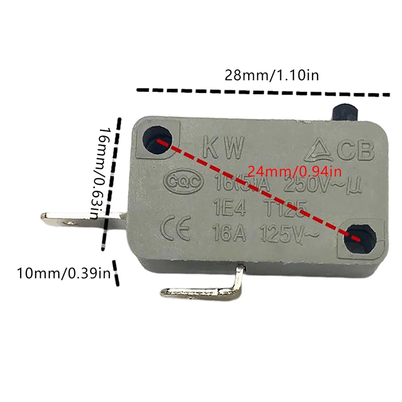 2pcs KW16(5)A 250VAC Microwave Oven Door Micro Normally Open Normally Close Switch Door Interloc
