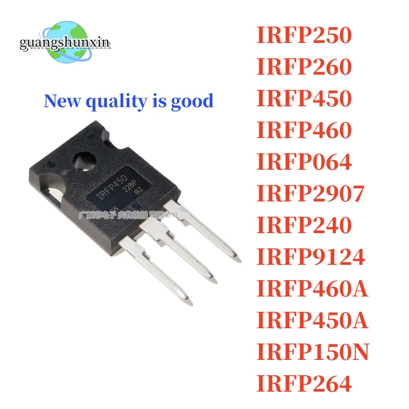 IRFP250 IRFP260 IRFP450 IRFP460 IRFP064 IRFP2907 IRFP240 IRFP9124 IRFP460A IRFP450A IRFP150N IRFP264 MOSFET A-247, M, 5 PCes