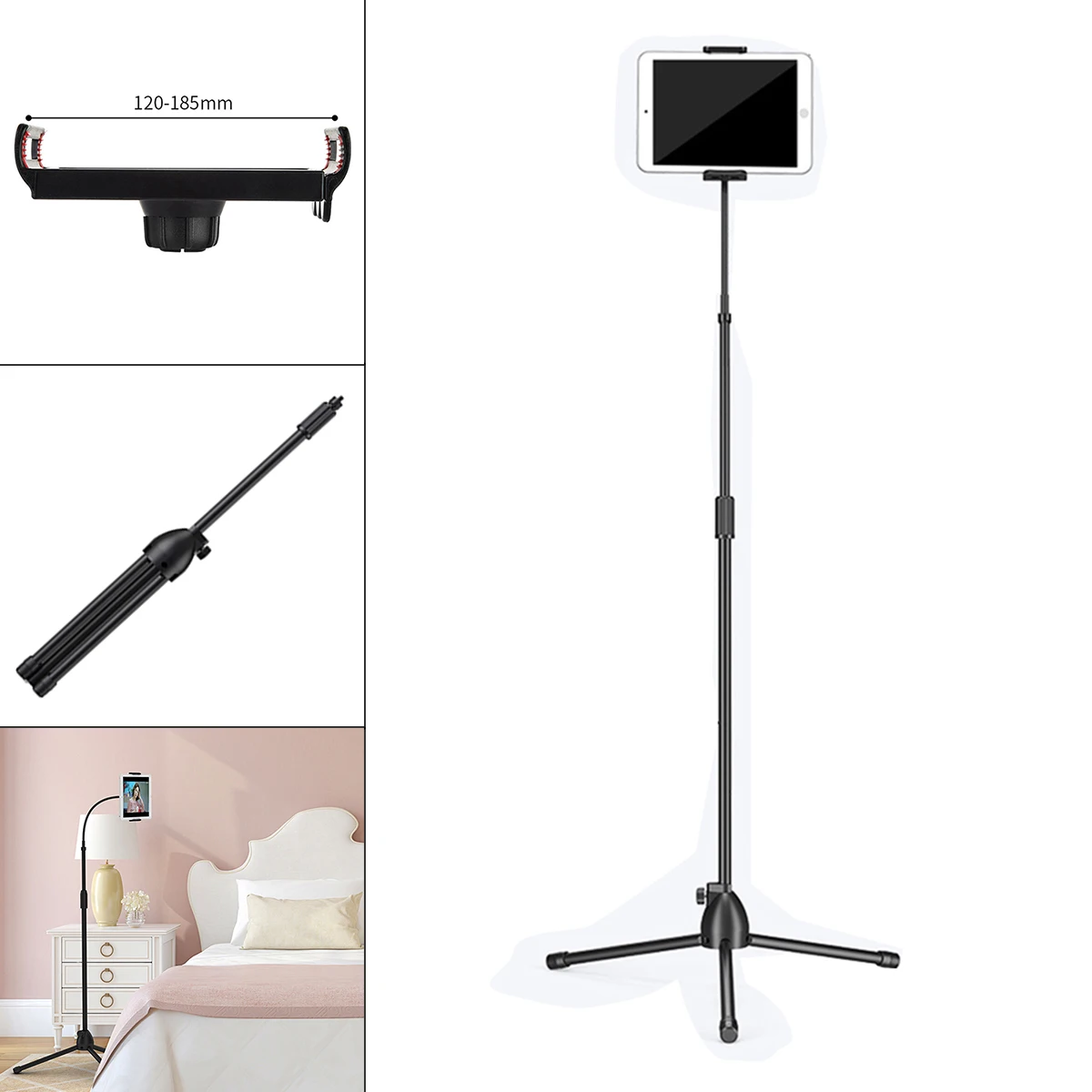 Tablet Phones Holder Bracket Telescopic Folding Tripod Fit for 3.5-10.5 Inch Smartphone Flat Hose Adjusting Floor Stand