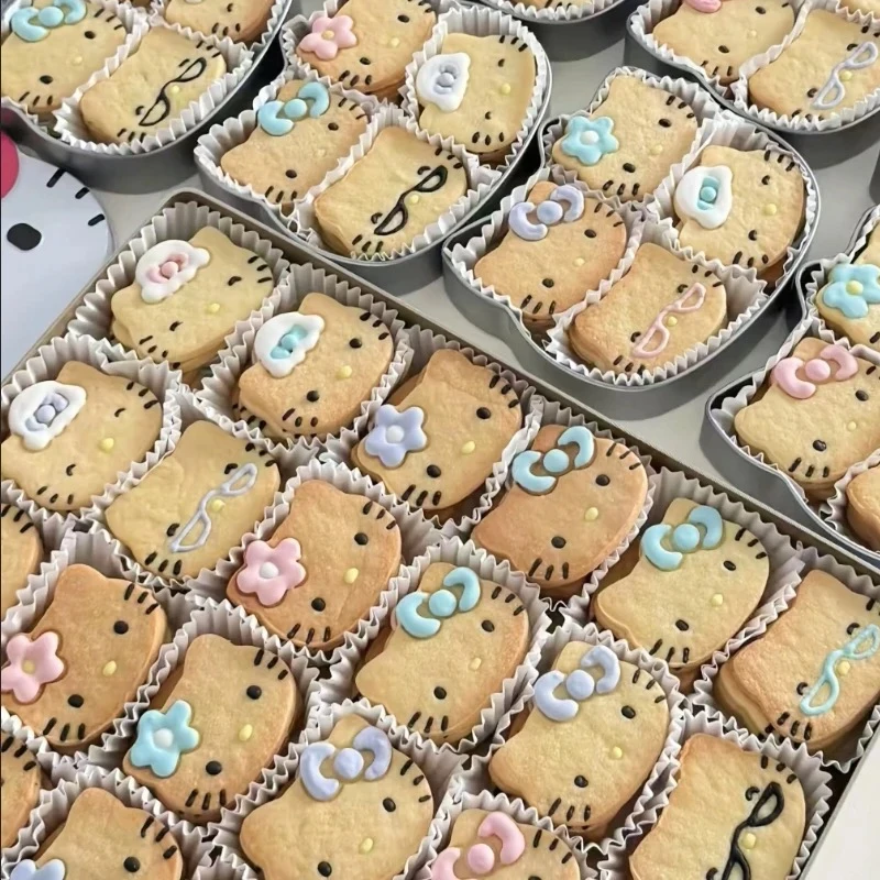 Kawaii الزهور النظارات الشمسية مرحبا كيتي الخبز العفن مجموعة الكرتون لطيف اليابانية خمر مرحبا كيتي هاواي كوكي الخبز أداة هدية