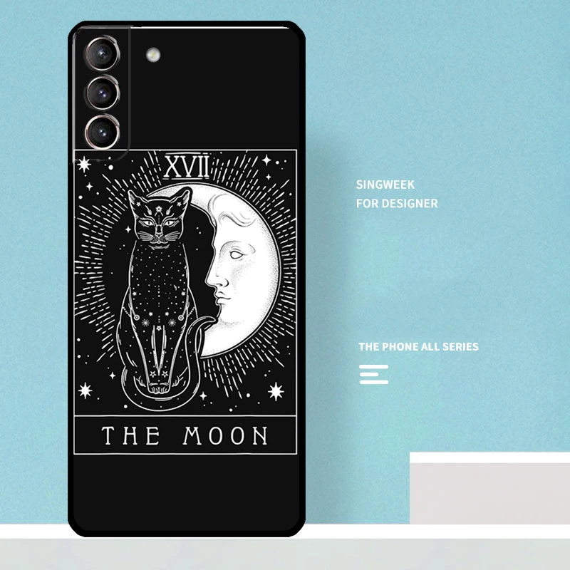 Moon Tarot Witch Cat Cover For Samsung Galaxy S24 S23 S22 S21 Ultra Plus S20 FE S8 S9 S10 Note 10 20 Ultra Case