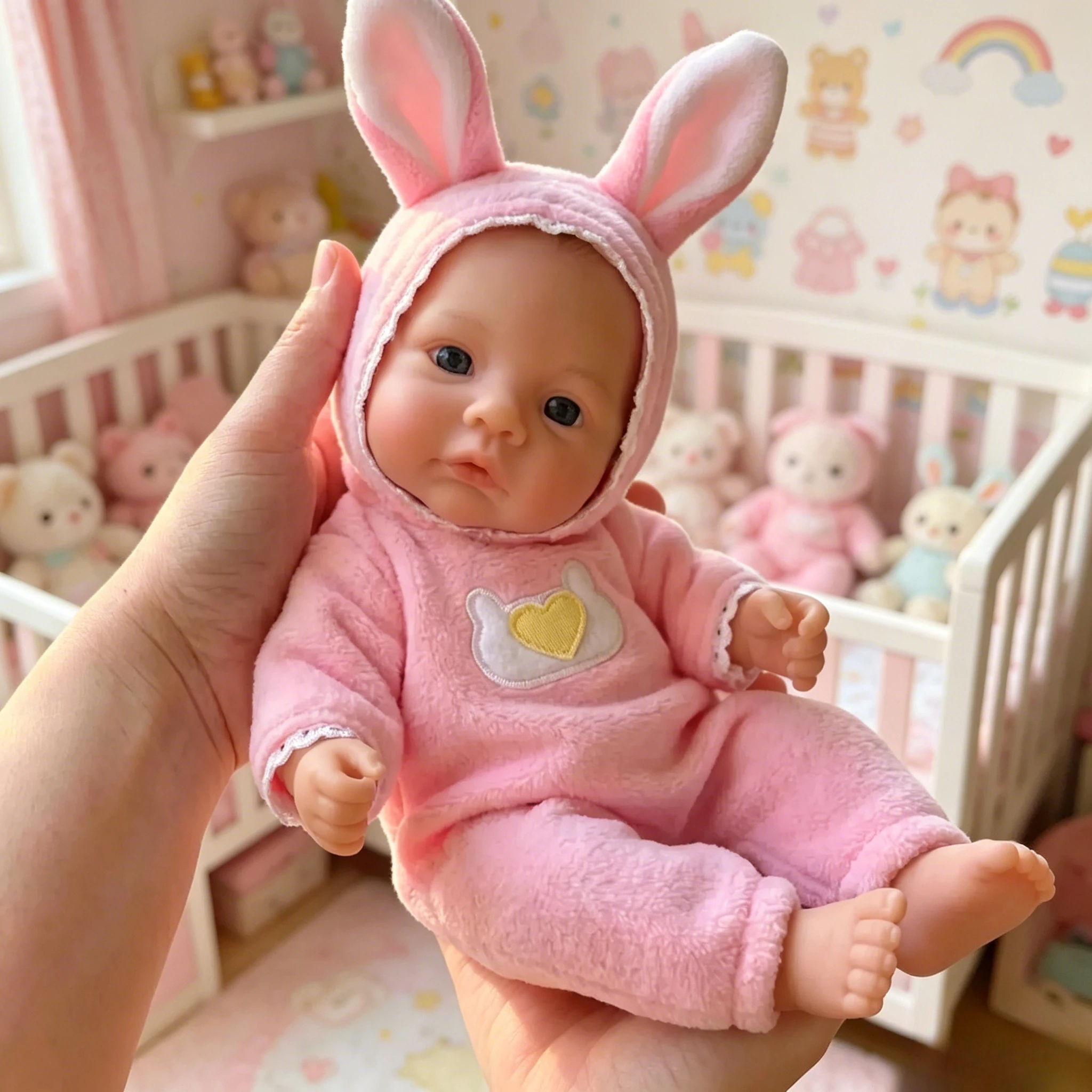 

NPK 6inch Reborn Meadow Soft Flexible Elastic Palm Handy Doll Mini Full Solid Platinum Silicone Soft Touch with 3D Painted