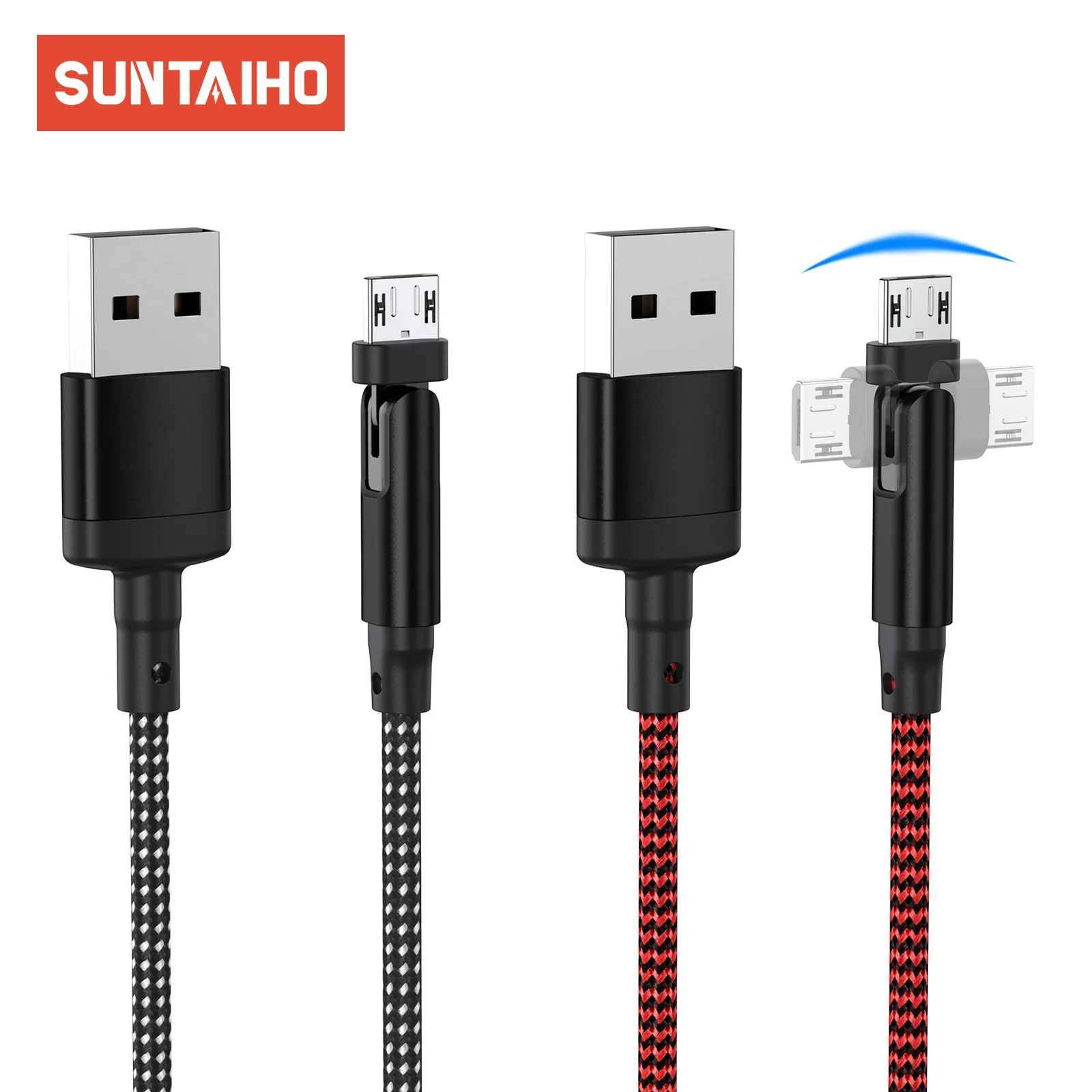 

Зарядный кабель SUNTAIHO Micro USB 3 м/10 футов, зарядное устройство для телефона с нейлоновой оплеткой и поворотом на 180 °, быстрая зарядка Android, передача данных 480 Мбит/с