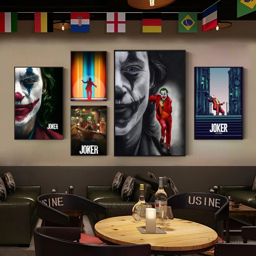 1PC Hot Movies Joker Poster Self-adhesive Art Waterproof Paper Sticker Coffee House Bar Room Wall Decor