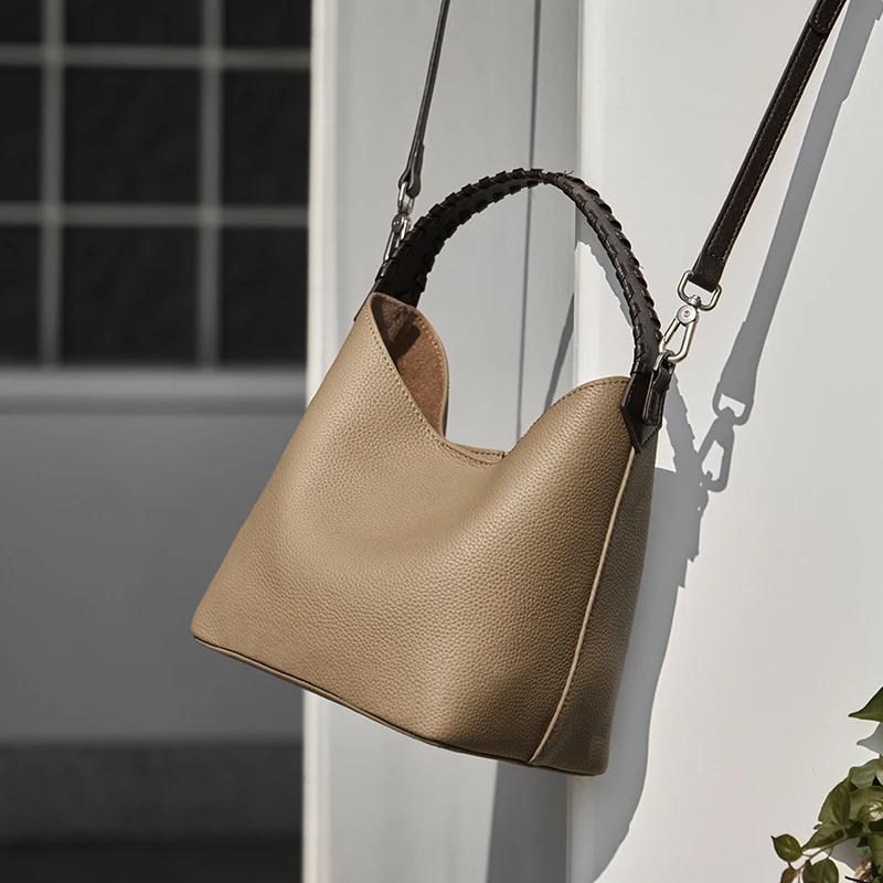 

Hifashion Genuine Leather Shoulder Bags For Women Large Capacity Hobo Bucket Bags Soft Crossbody Handbags Casual Everyday Purses