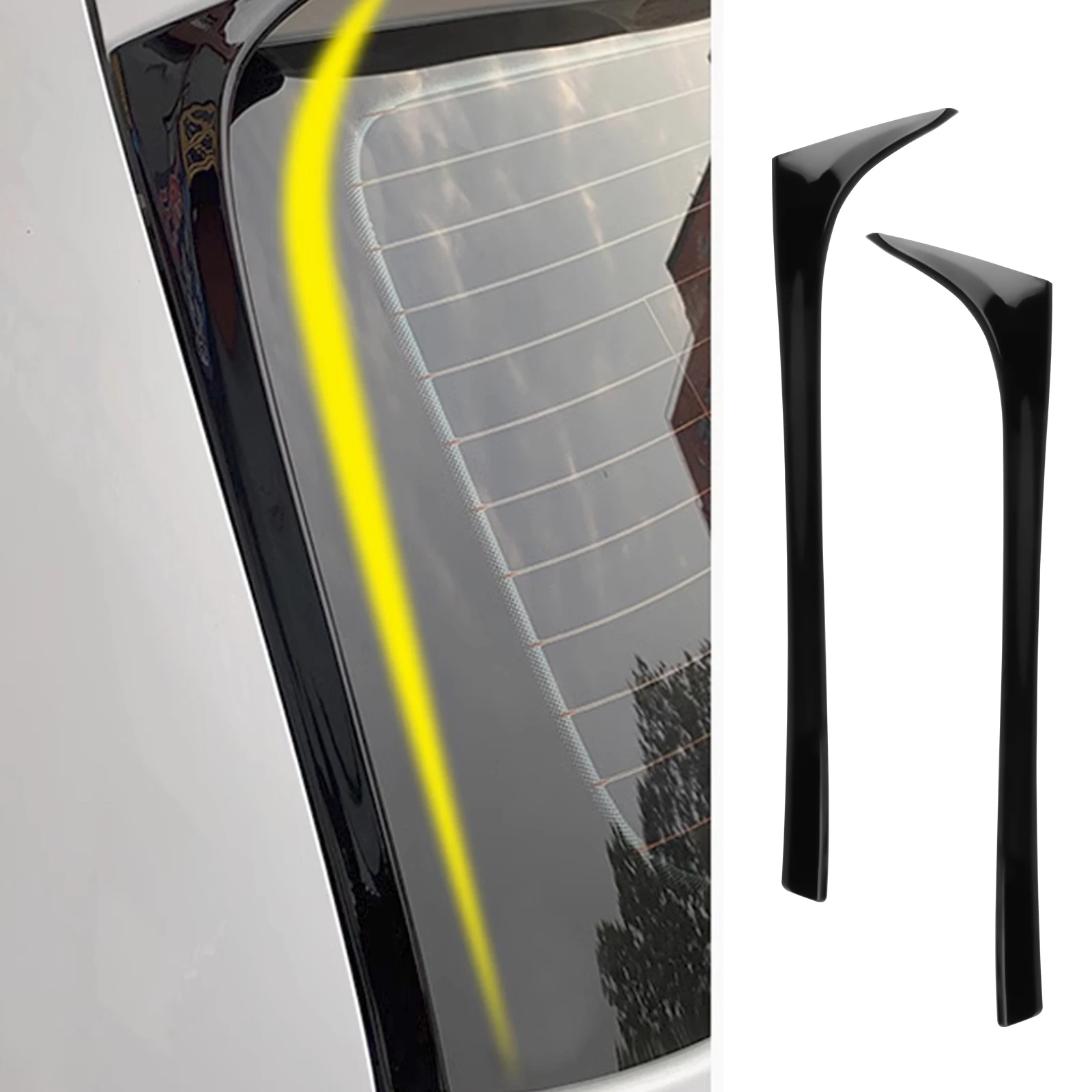 2PCS ABS Bright Black Car Rear Window Spoiler Side Wing For VW Golf 7 MK7 2014-2018 Auto Assesories