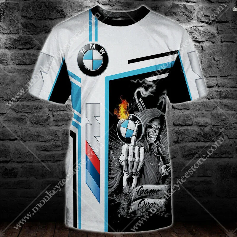 2025 جديد الربيع والصيف BMW تي شيرتات قصيرة الاكمام عادية وعصرية للرجال BMW ثلاثية الأبعاد مطبوعة وسيم بأكمام قصيرة #4