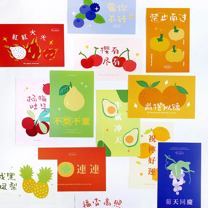 30 pcs/box Creative Cartoon Holiday wishes Painting Postcard INS style Handbook Message Decoration Card