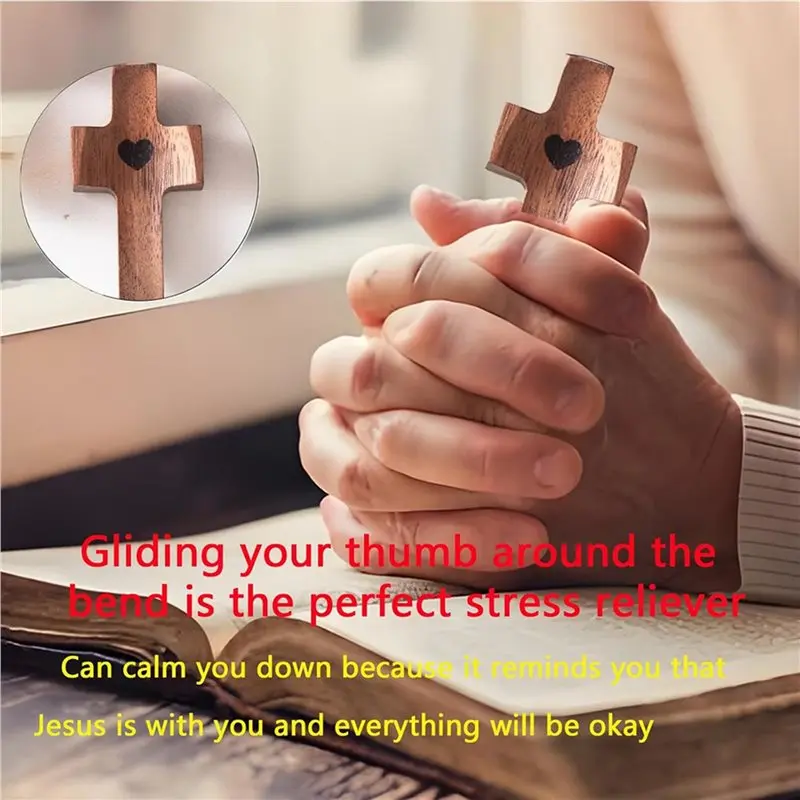 AT21-16PCS Cross My Heart, Encouragement Gift, Relieve Anxiety Comfort For Clutching, Clinging And Praying