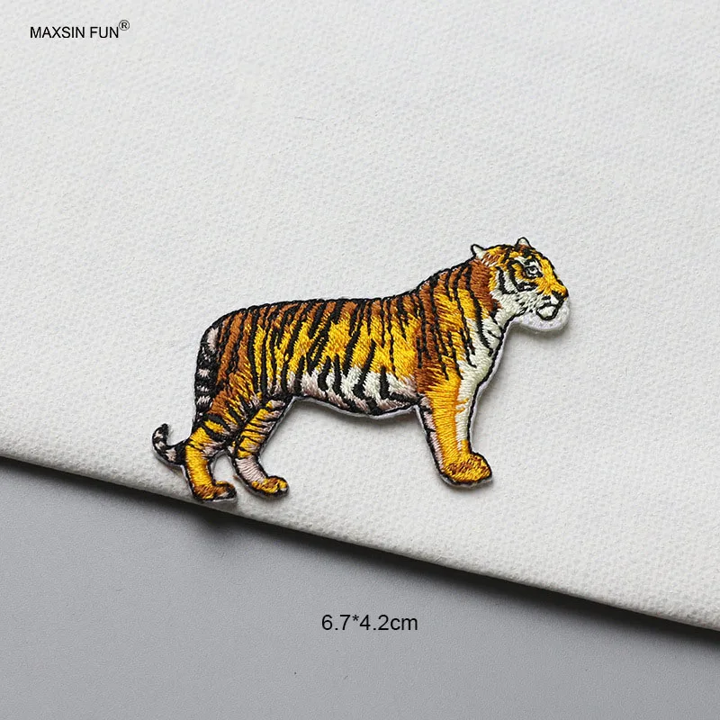 ملصقات حيوانات كرتونية للملابس ، إكسسوارات ديكور ذاتية الصنع ، مكواة على رقعة ، تطريز ، نمر ، فيل ، زرافة ، قطعة واحدة #3