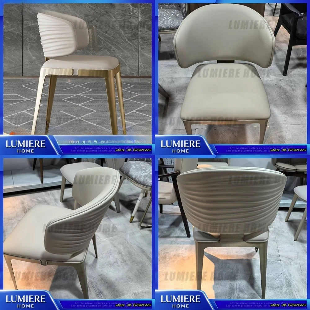 

Современный роскошный обеденный стул, минималистичный домашний стул, стул из нержавеющей стали с волнистой спинкой для кухни, ресторана, мебель для отеля