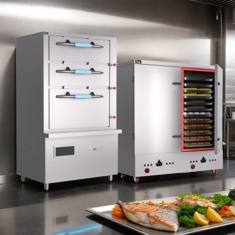 

Commercial industrial seafood electric liquefied petroleum gas type rice steamer. Cookware food steam engine