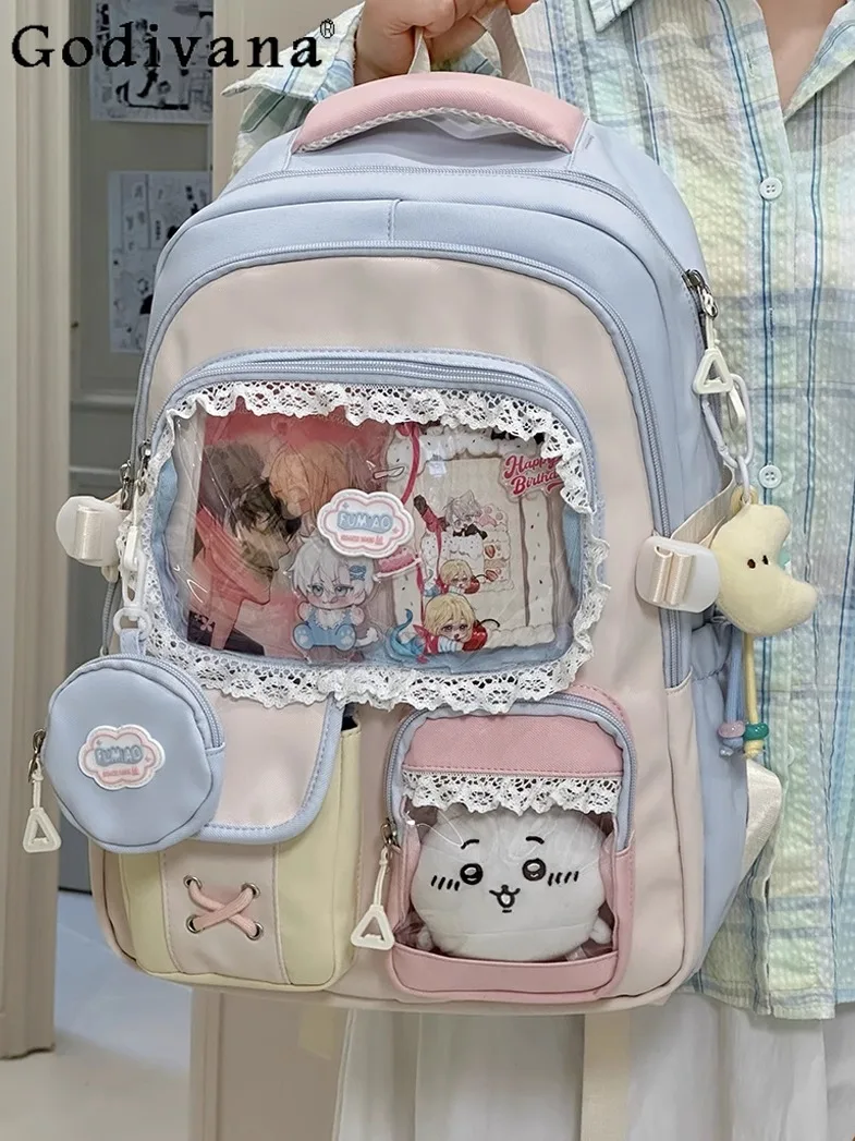 

Рюкзак в японском стиле для повседневных поездок и отдыха, милый школьный рюкзак для девочек, вместительная сумка для малышей, сумка для ноутбука