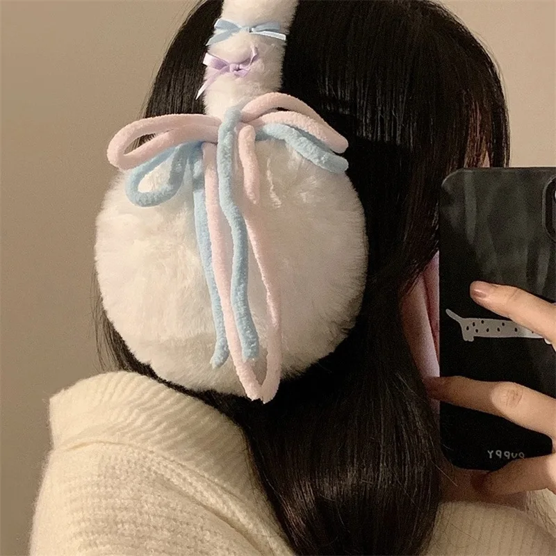 Cute Y2K Tether Earmuffs Japanese Korean Style Fashion Exquisite Soft Plush Ear Warm Winter Windproof Ear Covver