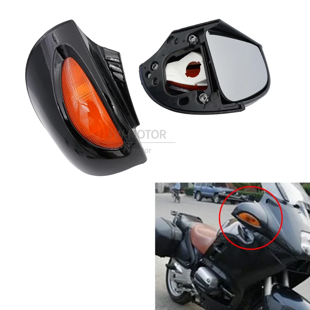 Fit For BMW R1100RT R1150RT R1100RTP Motorcycle Left & Right Rear View Side Mirrors with Turn Signals Light Indicators Amber Len