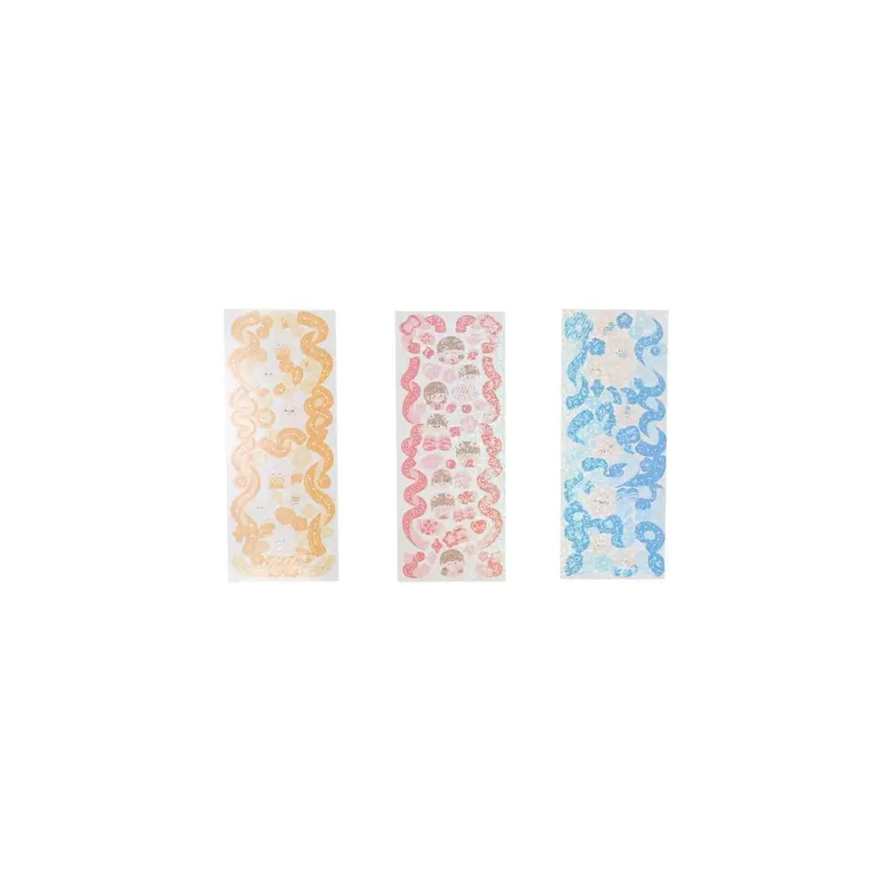 Laser Ribbon Idol Card Self Adhesive Photo Stickey Stationery Hand Account Decoration Decorative Stickers Ribbon Stickers Set