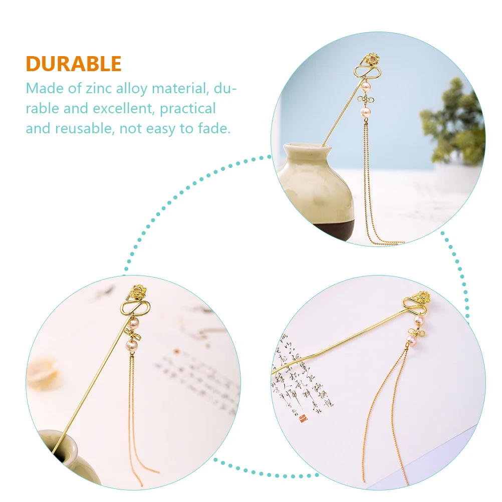 

Hair Styling Accessories Tassel Hairpin Fringe Flower Pearl Chinese DIY Zinc Alloy Style Miss Stick