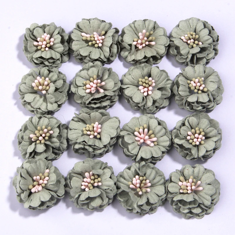 20Pcs/set Green Blue Fabric Flowers for Baby Gilrs Hair Accessories Chiffon Flower Bouquet for Hair Clips