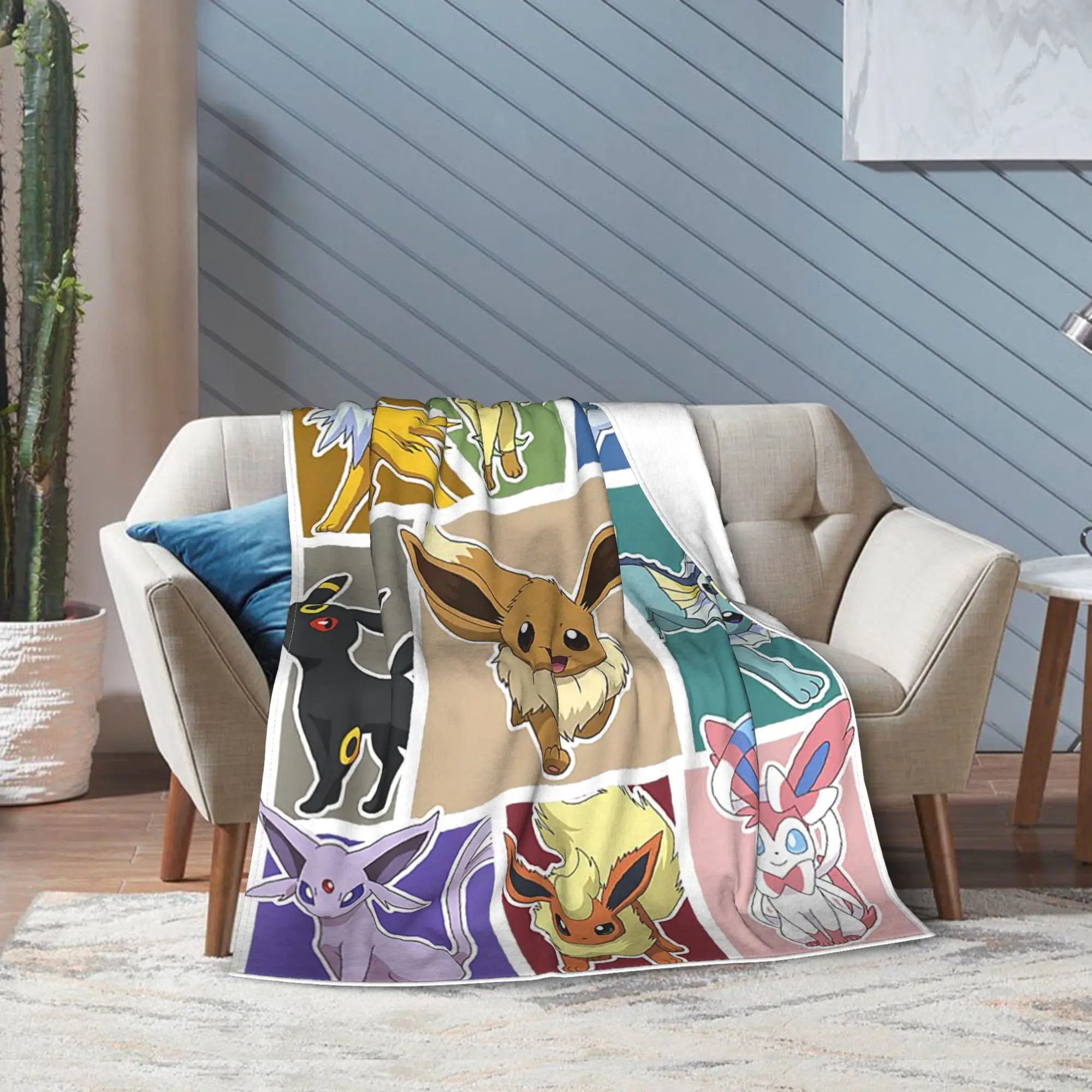 

Poke-Mon Eevee Evolution Jolteon Flareon Umbreon Sylveon вязаное одеяло фланелевые теплые пледы для домашнего дивана покрывало