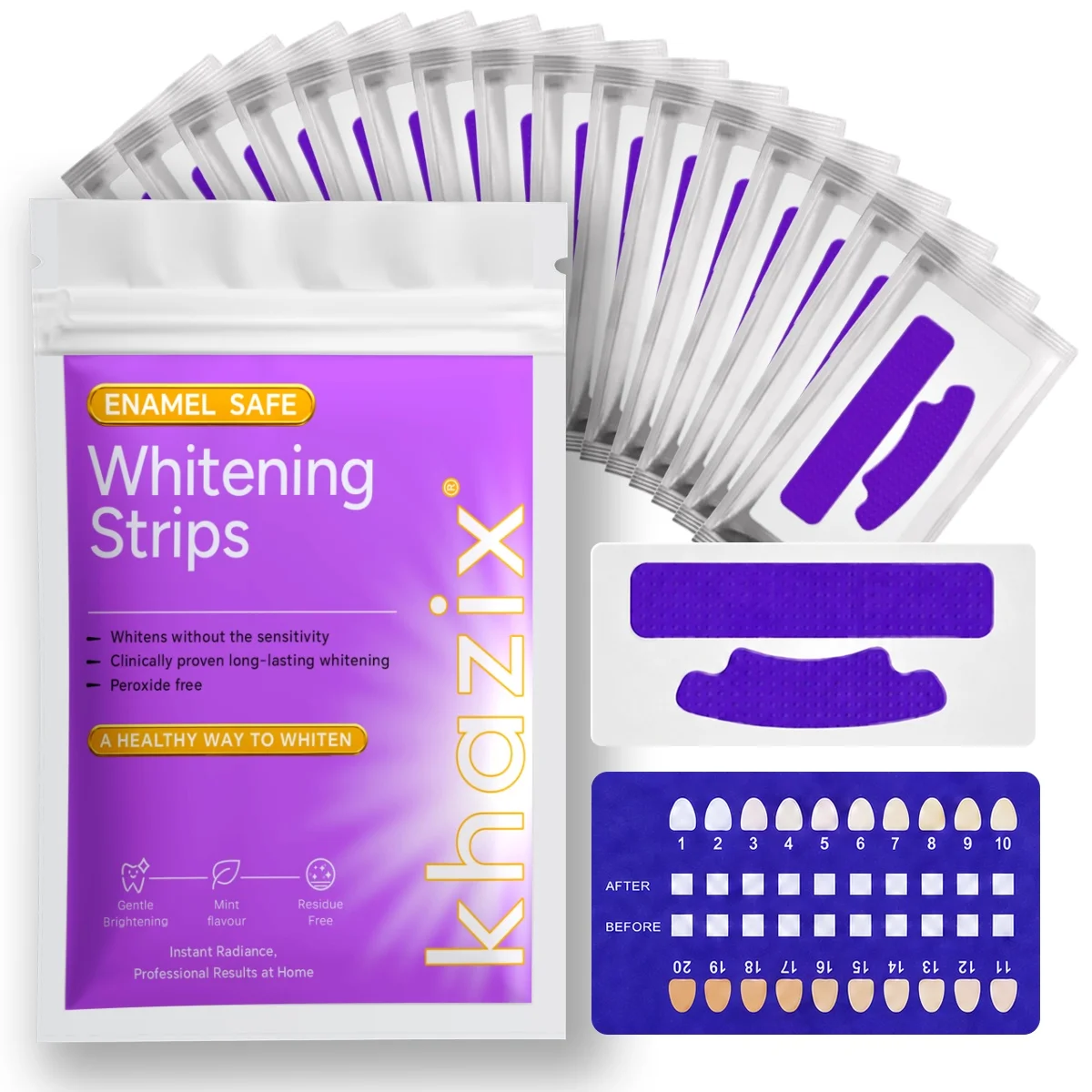 1/7 pairs Teeth Whitening Strips for Whiter-Looking Smile, Flexible Tooth Strips Easy to Apply for Daily Cosmetic Care