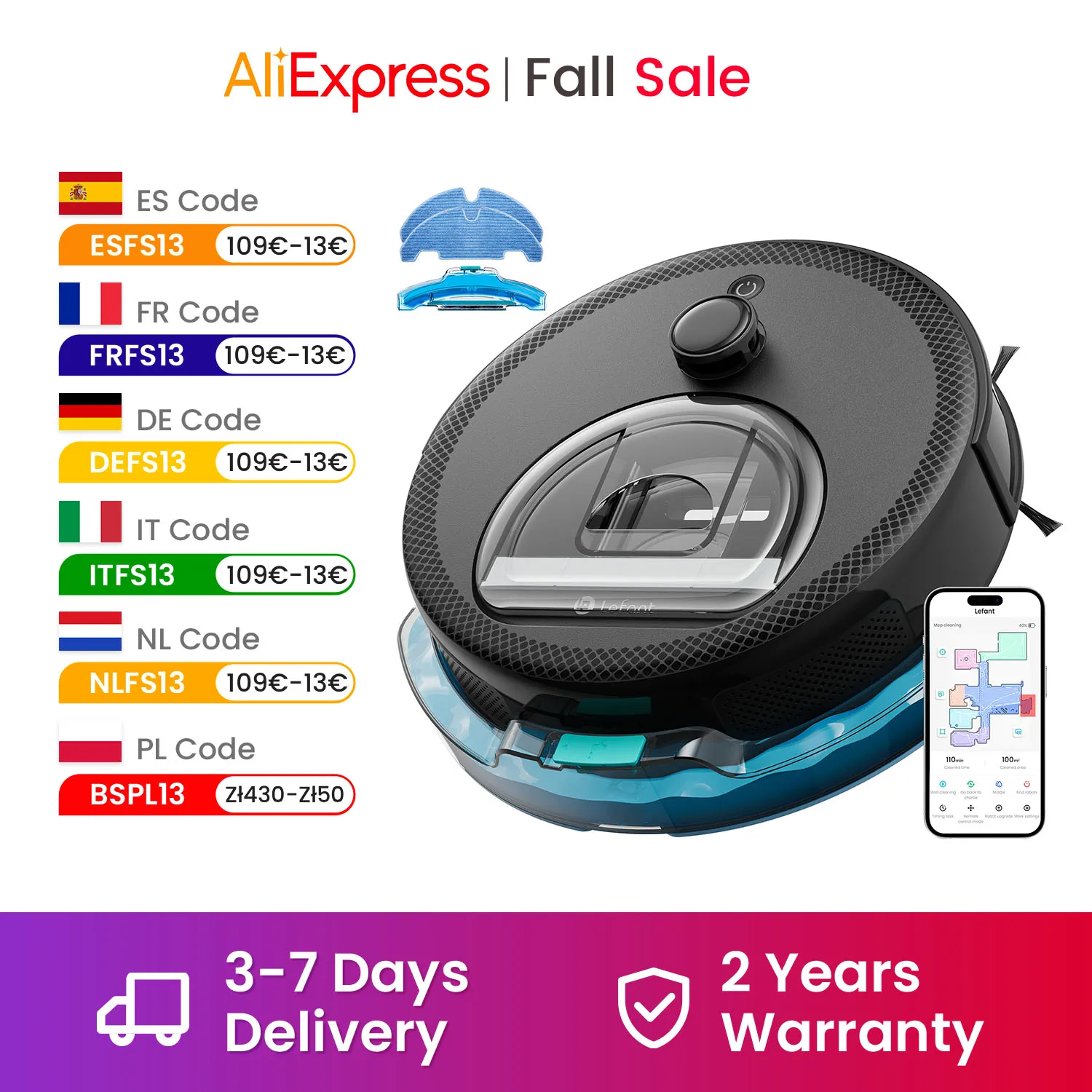 로봇 청소기 겸 걸레 밀대, 강력 흡입력 및 스마트 내비게이션 이미지