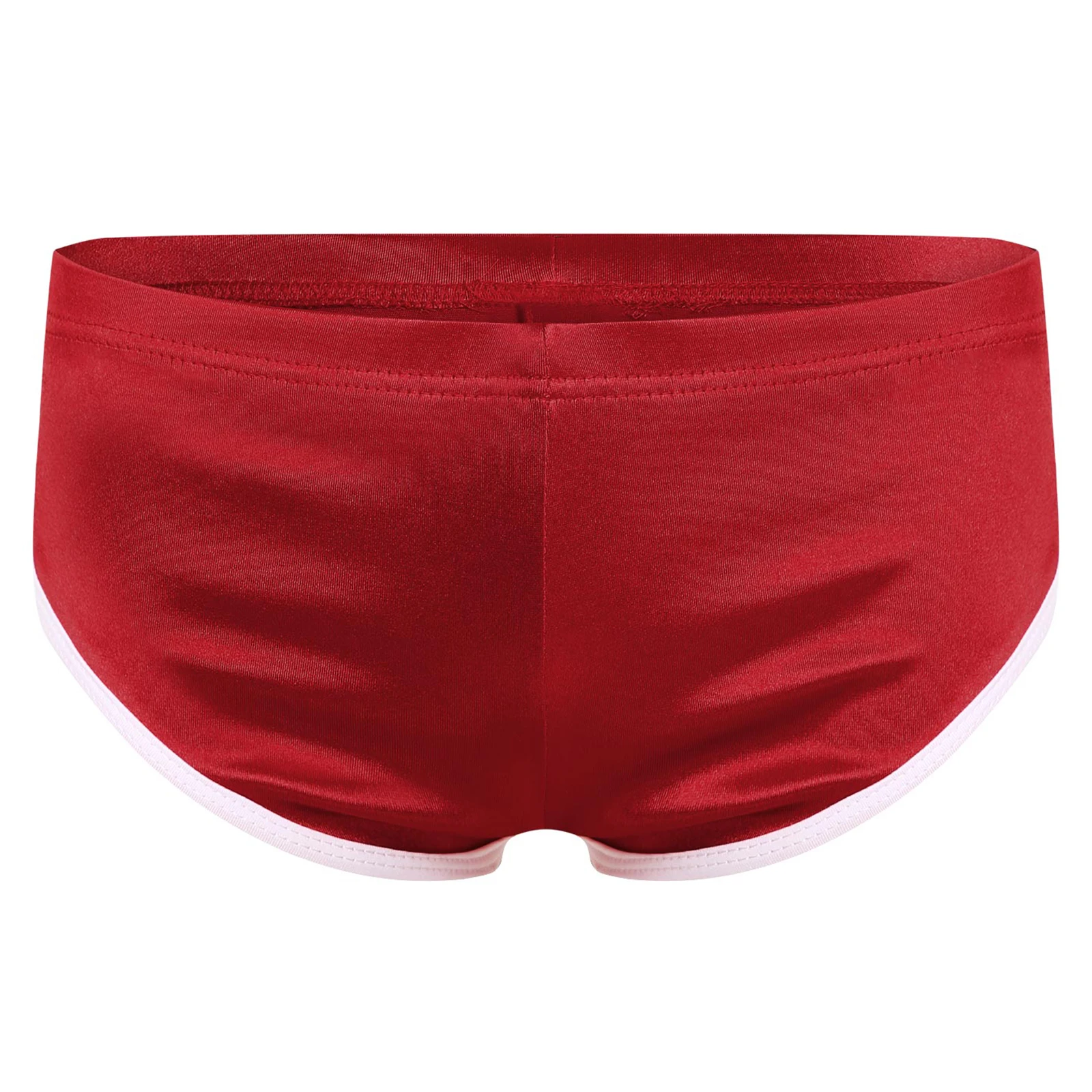 

Men Casual Shorts Ultra Short Low Rise Stretchy Elastic Waist Satin Hot Pants Color Block Trunks for Home Gym Beach Comfort Wear