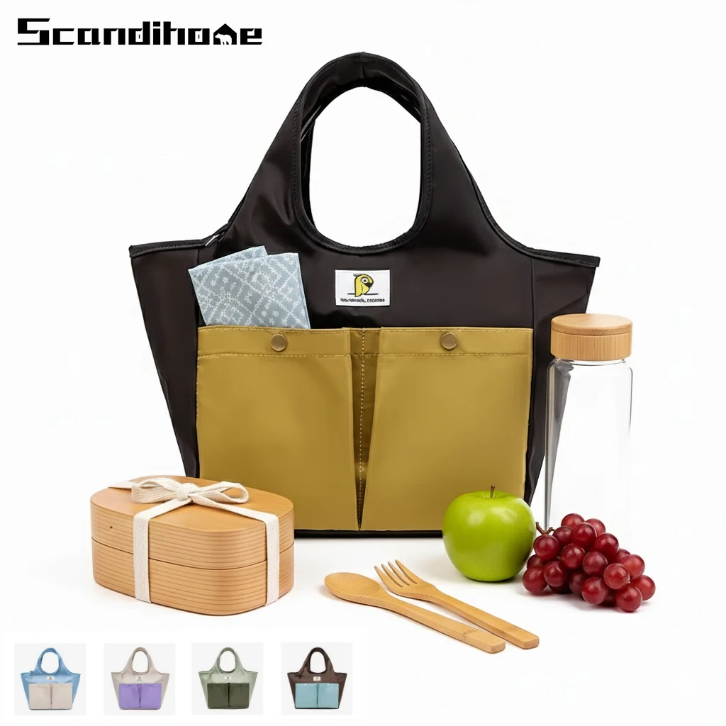 

Portable Lunch Tote Bag Waterproof Insulated Bento Bag Large Capacity Handbag Thermal Food Carry Bag for Work School Travel