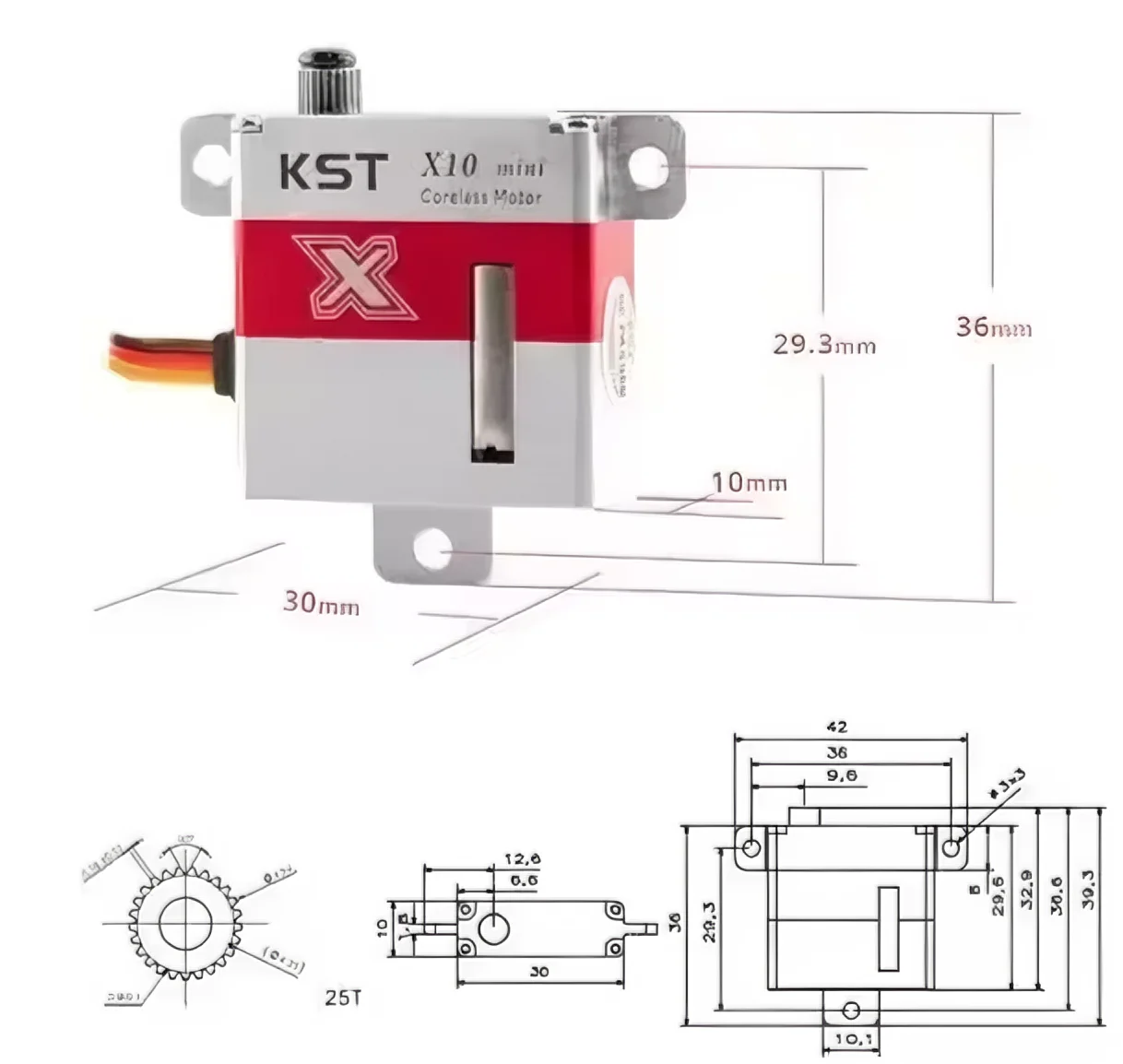 KST X10 Mini Metal Gear Serwo do modeli samolotów o stałym skrzydle, wysokiej wytrzymałości i wysokiego momentu obrotowego, cyfrowe serwo do układu kierowniczego. — zdjęcie produktu 5
