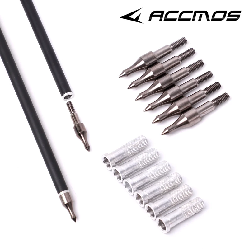 

12/24pcs 100 Grain Arrow Point with Aluminum Insert ID 6.2 mm Fit for Carbon / Fiberglass / Aluminum Arrow