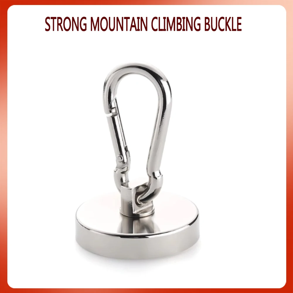 L20-L42mm Leistungsstarker runder magnetischer Saugnapf mit 360-Grad-Drehhaken, Bergsteigerschnalle, Topfmagnet