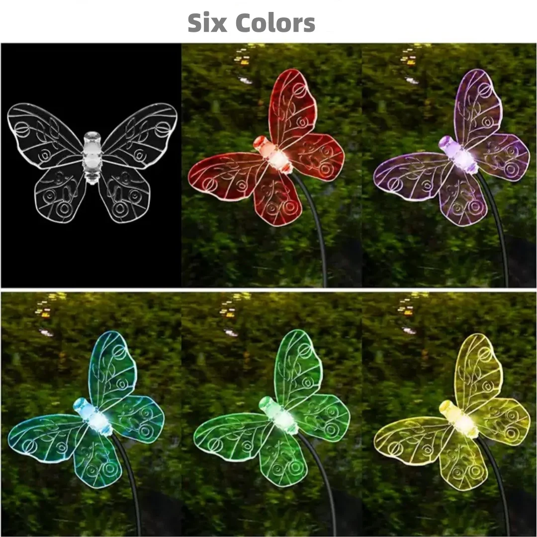 

6/8/10 Head Butterfly Solar LED Lights Lawn Light Outdoor for Patio Yard Home Decor Lighting Waterproof Garden Landscape Light