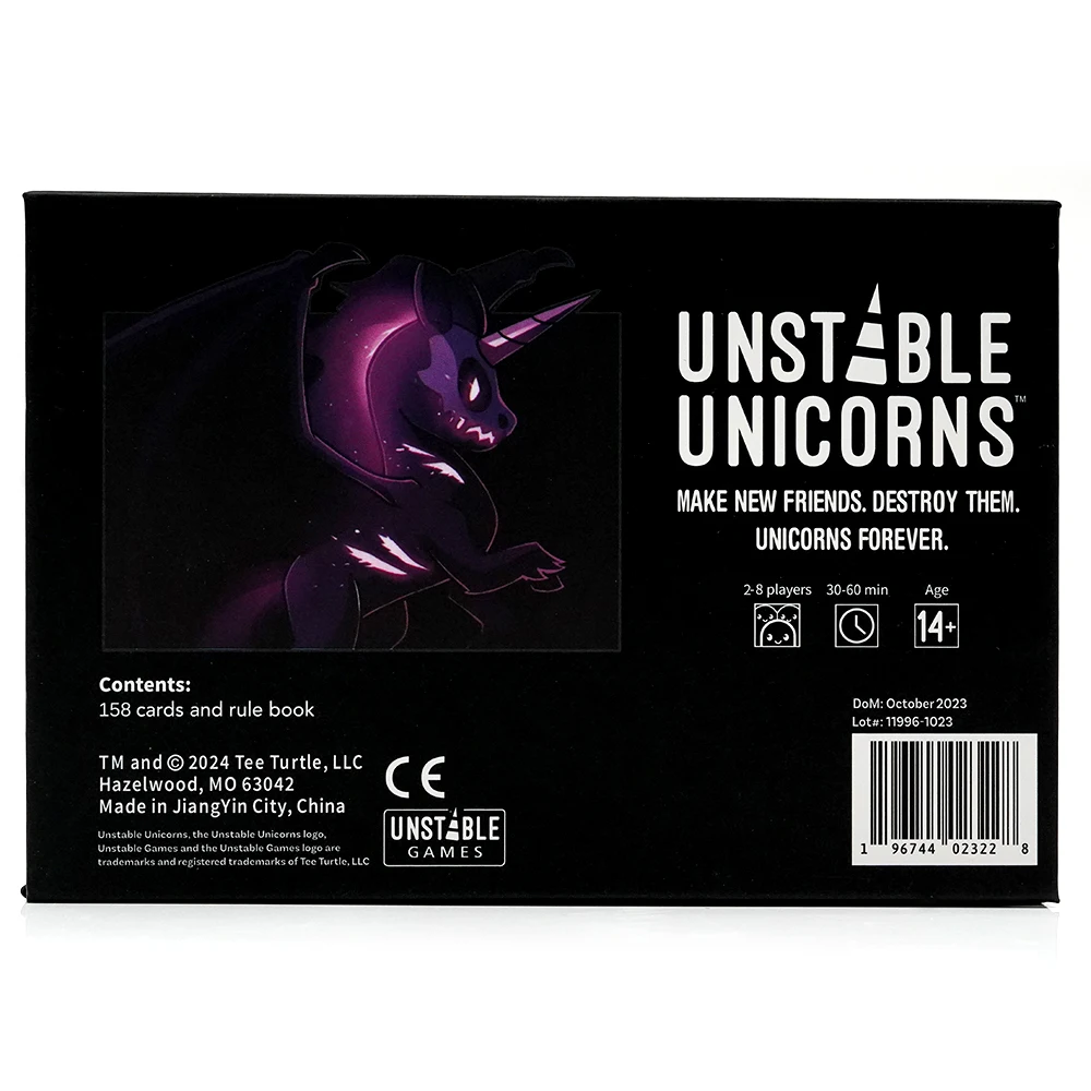 لوحة Unicorns غير المستقرة، توسيع حفلة العائلة الإنجليزية، النسخة الأساسية من التحكم في ألعاب اللوحة الكلاسيكية ولعبة قاعدة الفوضى #3