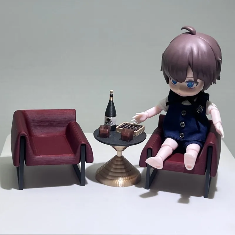 2025 New Original Miniature Furniture Light Luxury Table and Chair Ornament Model 12:1 Home Desktop Decoration Ornament LI395