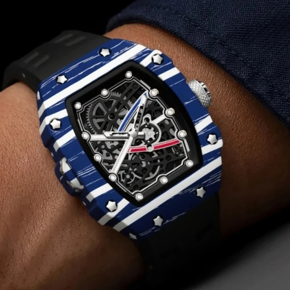 Classic Quartz Watches Men Fshion Rubber Strap Trendy Ultra-Thin Tonneau Color Painted Dial Original Watch Men Clock Relogio