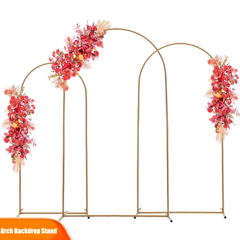 

Metal Arch Backdrop Stand Golden Wedding Balloon Arch Frame for Birthday Party Bridal Baby Shower Ceremony Decoration Round Pipe