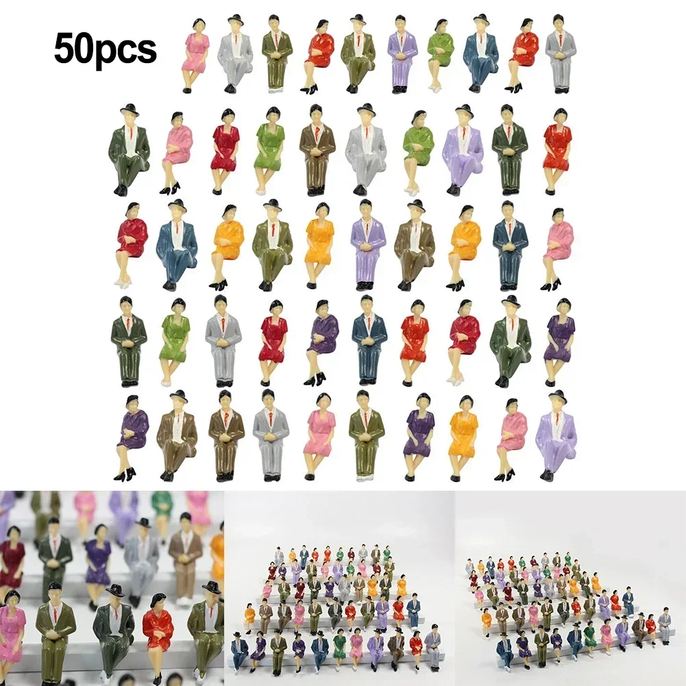 50pcs Sitting Figures Scale 1:32 Seated Passenger People Sitting Figures 4 Different Poses Model Train Layout Garden Decoration