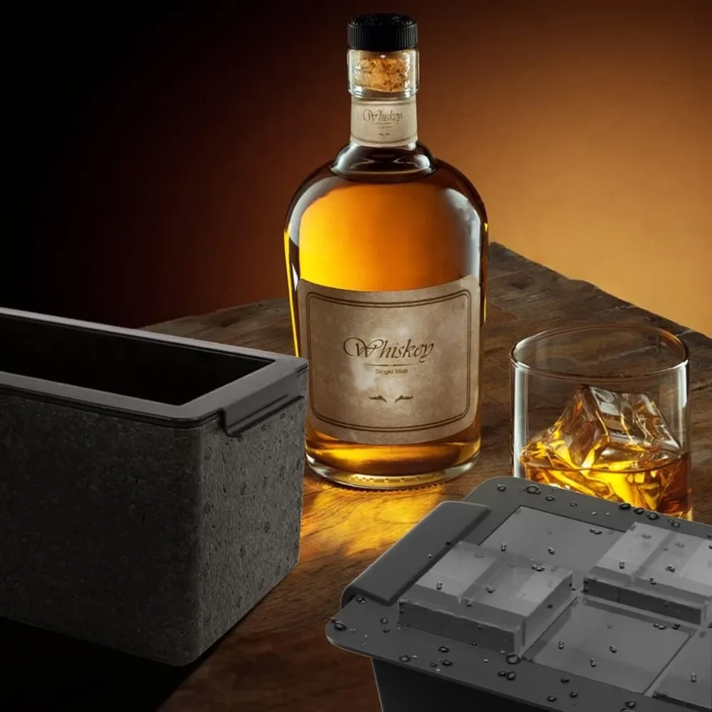 Upgrade 2 Inch Clear Ice Cube Tray Make 8 Large Square Crystal Clear Ice Cube Maker for Cocktail, Whiskey & Bourbon Drinks