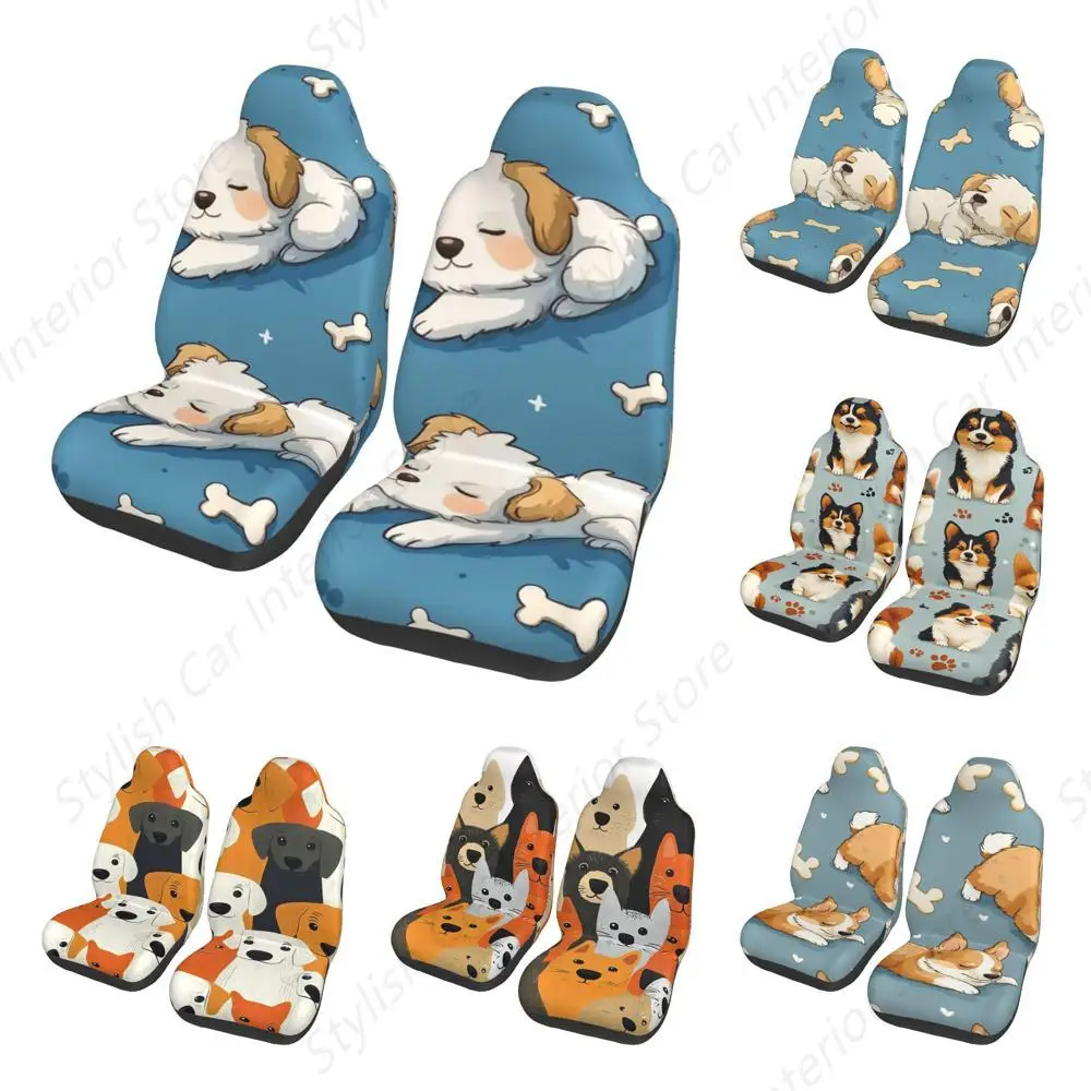 

Чехлы на автомобильные сиденья с принтом собаки для автомобиля, грузовика, внедорожников, универсальные чехлы на автомобильные сиденья, комплект из 2 шт.