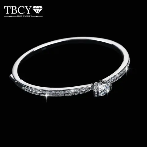 TBCYD 1.76CT Moissanite Bangle Real Moissanite Diamond Bracelet for Women 925 Silver Luxury Bridal Bracelet Wedding Bracelet