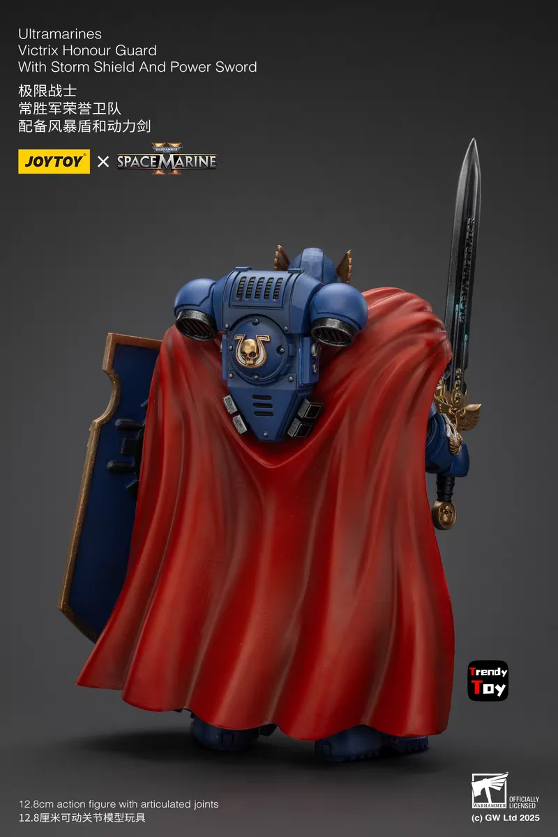 【JOYTOY】วอร์แฮมเมอร์ 40K อัลตรามารีนส์ วิคทริกซ์ ฮอร์นอร์ การ์ด พร้อมโล่พายุและดาบพลัง 1/18 โมเดลฟิกเกอร์ของเล่น