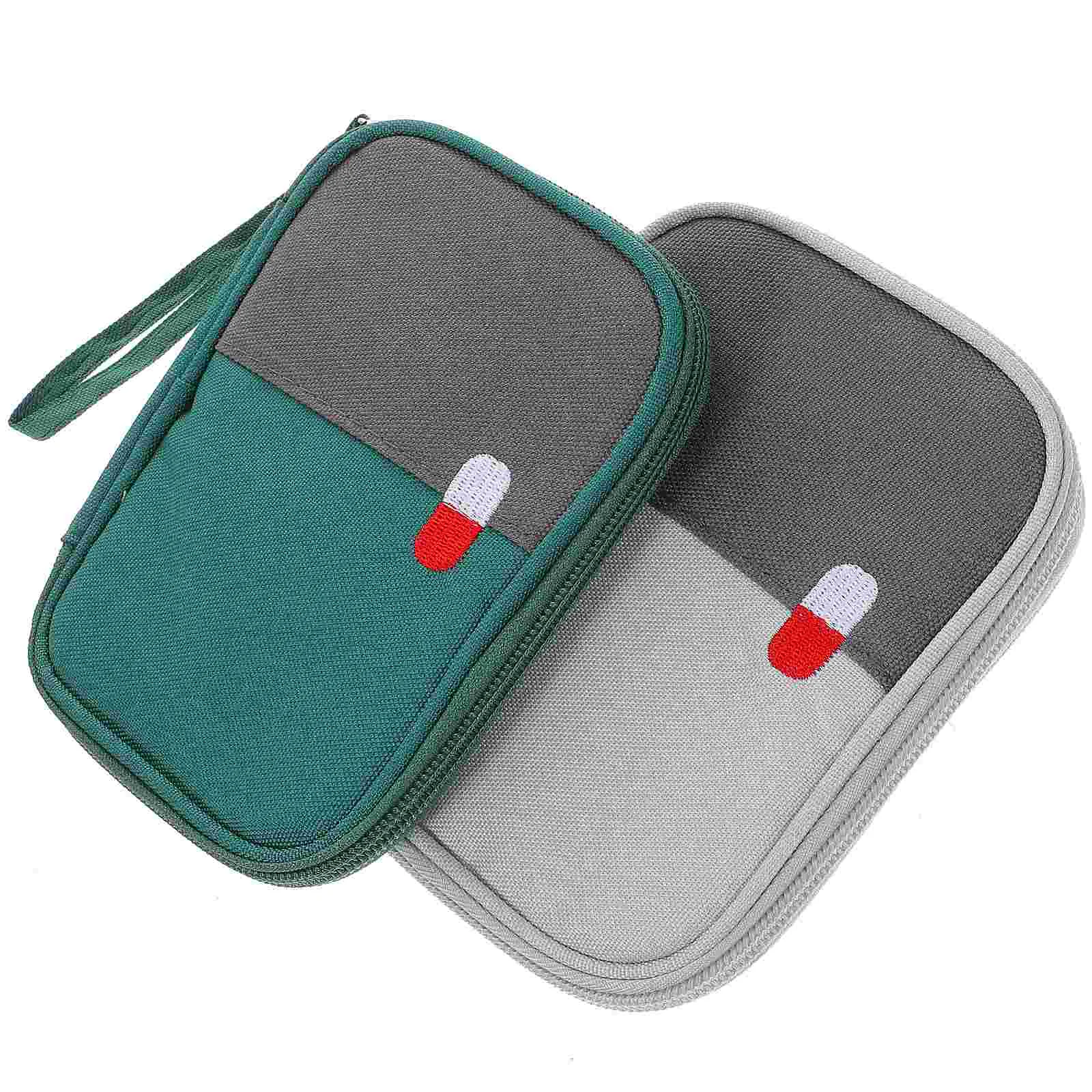 2 Pcs Pill Storage Bag Travel Nursing Vitamin Case Purse Organizer First Aid