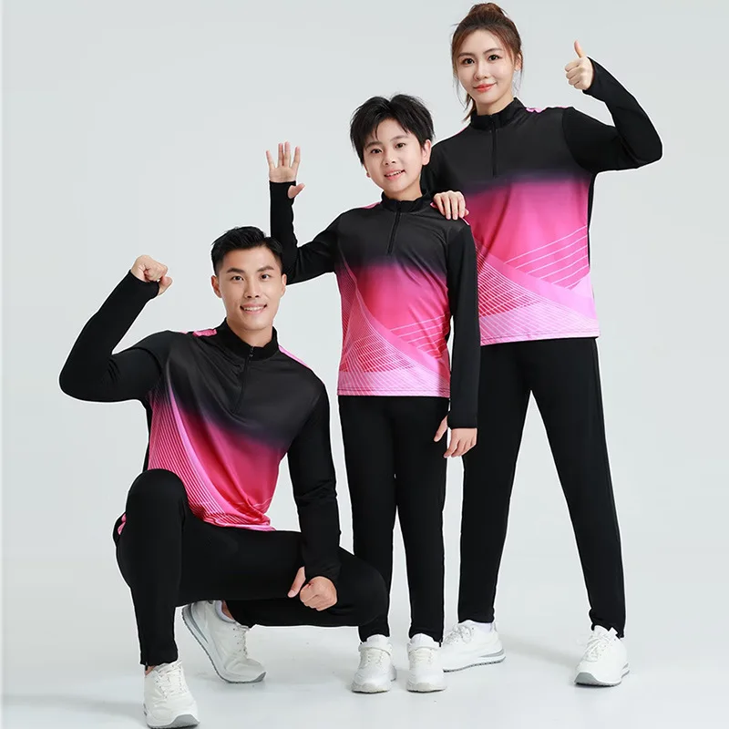 Kids Youth Adult Training Sports Tracksuit Set Zip Up Jacket and Black Sweatpants Football After Match Hotel Airport Uniform